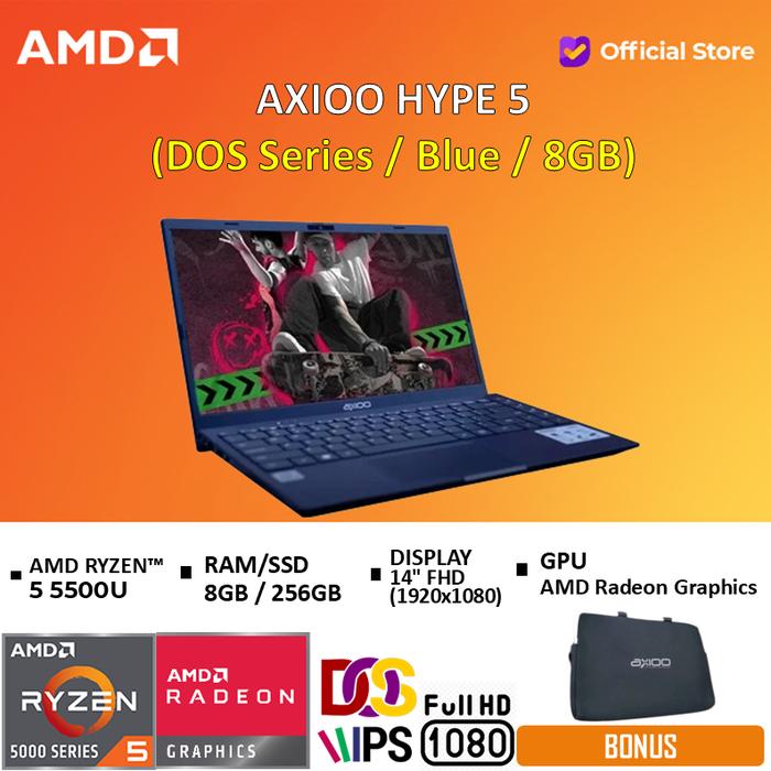 Gambar AXIOO HYPE 5 Ryzen 5 5500U 8GB 256GB Windows 11 Pro / DOS 14" FHD - Blue/DOS/8GB, Standard dari AMD Official Store undefined Tokopedia