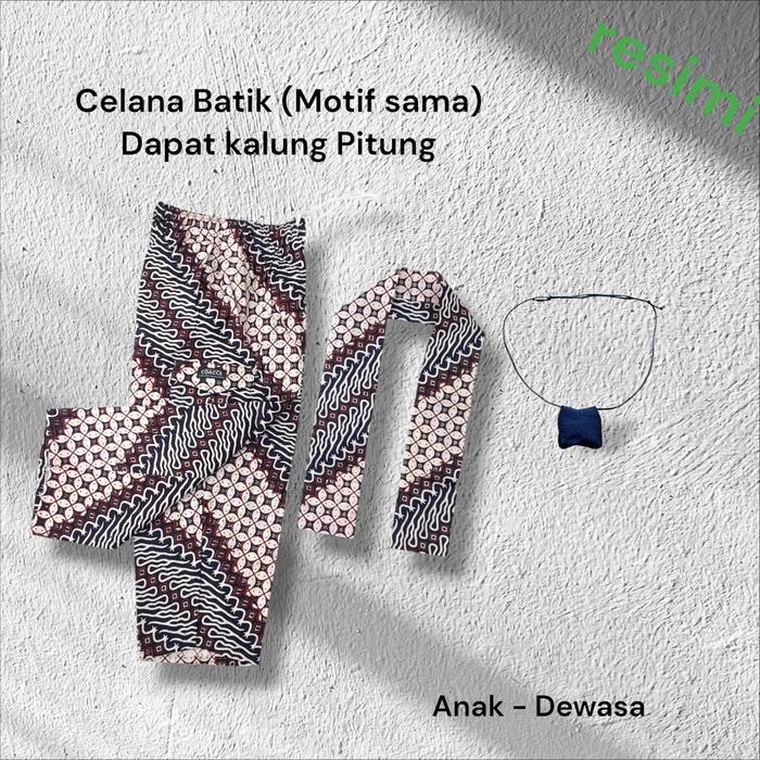 Gambar Celana Batik Betawi anak dan Dewasa Dapat Selendang Batik dan Kalung - Putih MotifSama, Size 2 dari resimi undefined Tokopedia