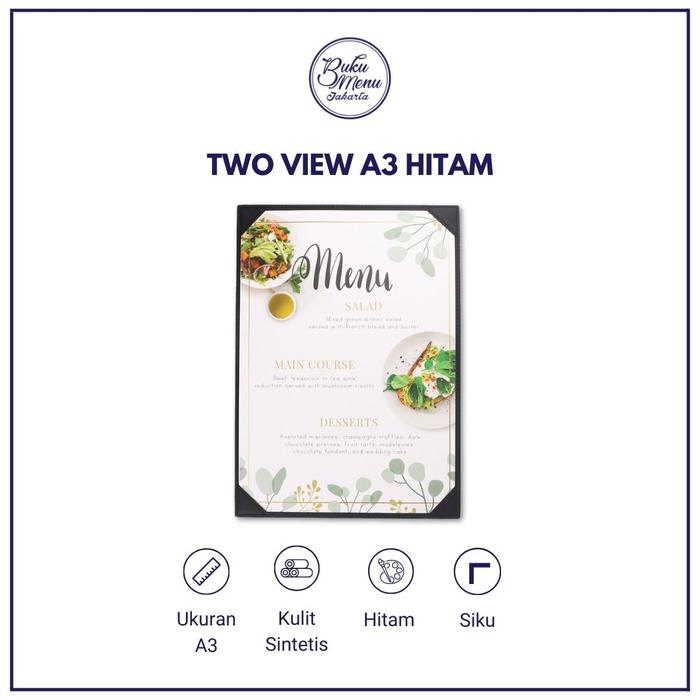 Gambar Buku Menu Jakarta - Buku Menu Kulit Varian Cafe Series Two View (2 sisi) A3 dan A4 Coklat Muda, Coklat Tua, Hitam - Cafe, Coffee Shop, Restoran, Hotel - Hitam A3 dari Buku Menu Jakarta undefined Tokopedia