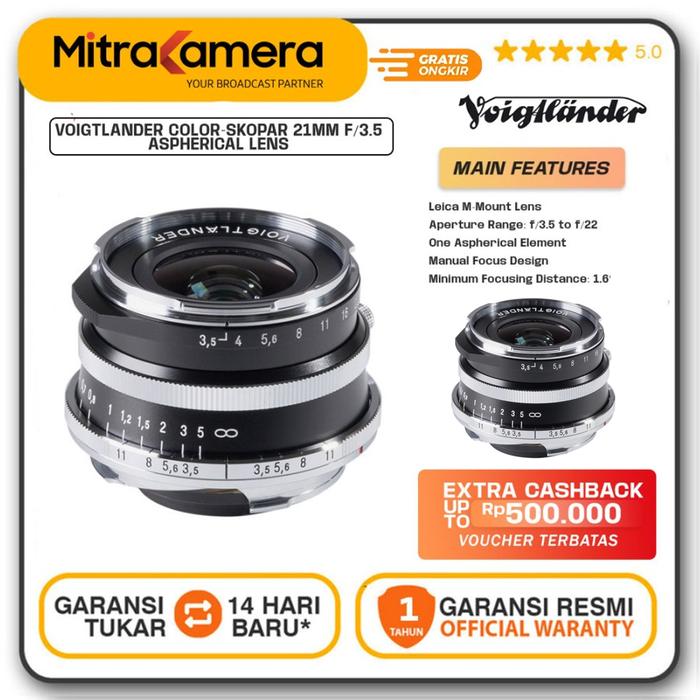 Jual Voigtlander Lens 21mm VM Color Skopar VL (Vintage Line