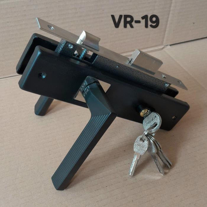 Gambar KUNCI PINTU 25 CM/HANDLE PINTU UTAMA FULL SET BESI TEBAL 2MM - BLACK VR-19 dari enggallaris shop undefined Tokopedia