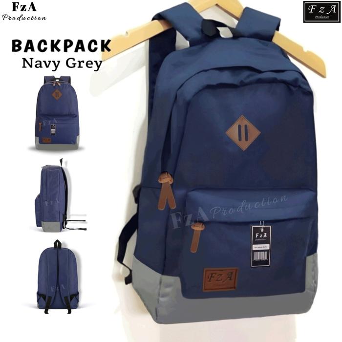 Gambar Tas Ransel Distro Casual Pria Wanita Original FzA-Navy Blue Fz - Navy Grey dari FzA Official undefined Tokopedia