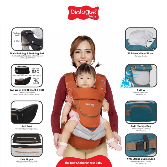 baby gendongan bayi dialogue baby hipseat DIALOGUE BABY Gendongan Hipseat SSC M-Shape Airlow 10 in Prestige  Series PINEGREEN