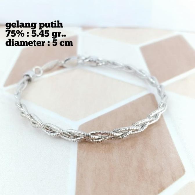 Jual Gelang Tangan Emas Mas Putih 75% Berat Gram Diameter