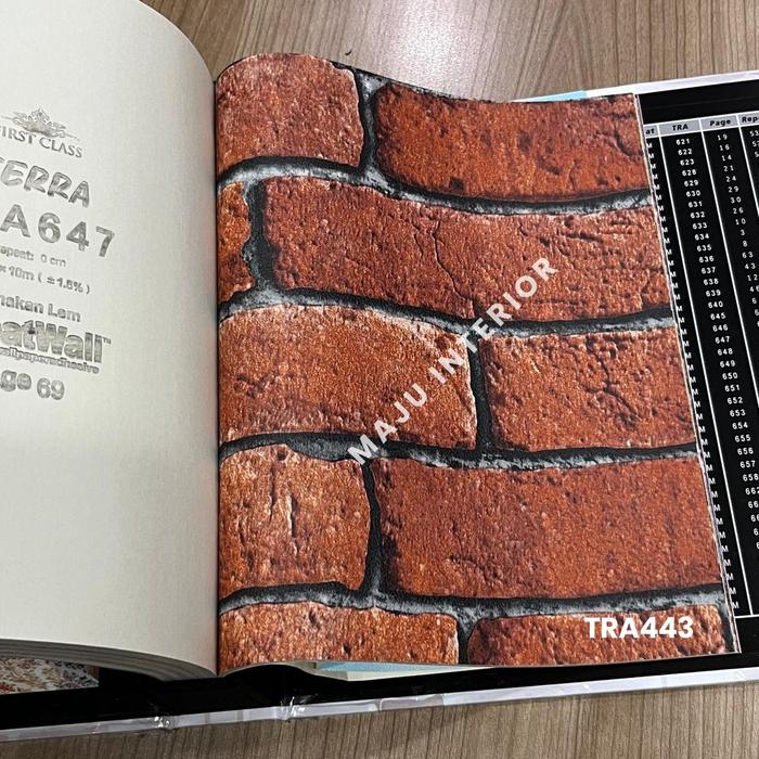 Gambar Wallpaper Vinyl Dinding Batu Bata Ekspos Kasar Rustic Industrial Merah Abu Orange Cokelat Putih - TRA443 dari MAJU INTERIOR undefined Tokopedia