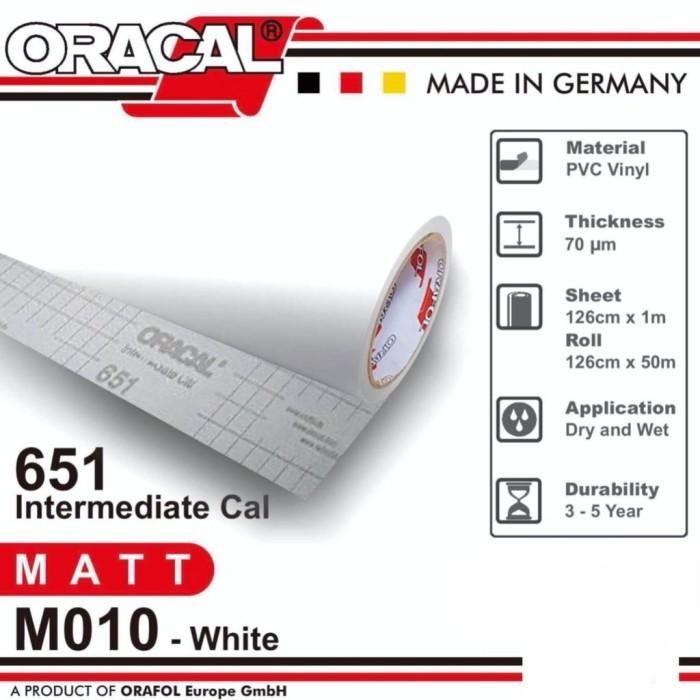Gambar Sticker / Stiker ORACAL 651 series MATTE (126cmx100cm) skotlet mobil - WHITE MATTE dari BERKAT STICKER undefined Tokopedia