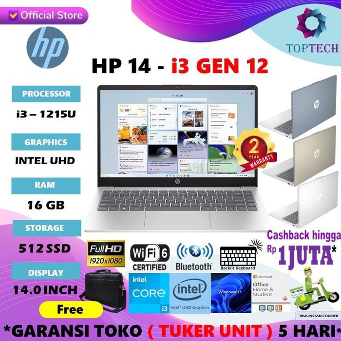 Gambar Hp 14s ep0557tu/ep0556tu/ep0555tu Core i3-1215U 8GB 512GB SSD W11 14" FHD OHS - +Slevecase, 16gb dari Top Tech Comp undefined Tokopedia