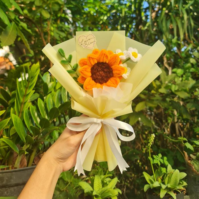 Gambar Single Sunflower Bouquet | Pipe Cleaner Bouquet | Buket Bunga Kawat Bulu - Orange dari LaveBleu undefined Tokopedia