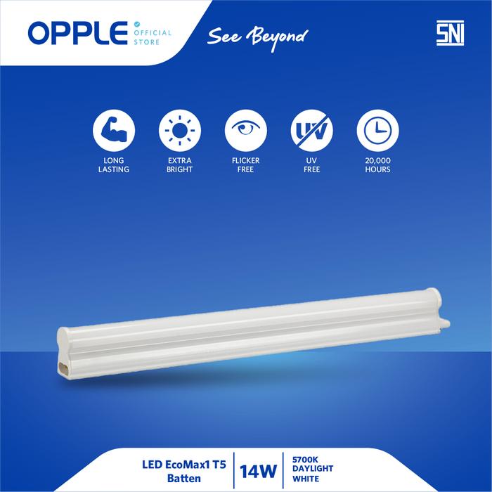 Gambar OPPLE Lampu LED T5 Batten EcoMax1 1170mm 14W - 5700K Daylight dari Opple Official Store undefined Tokopedia