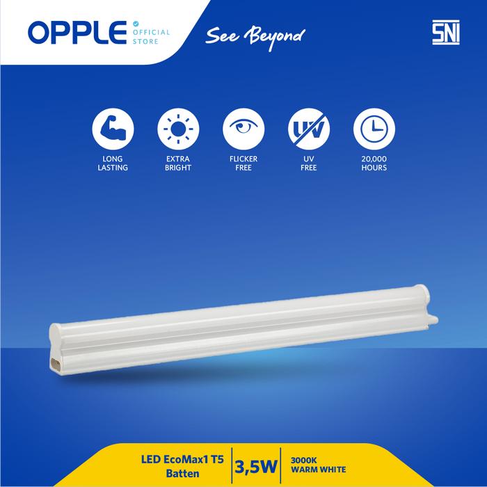 Gambar OPPLE Lampu LED T5 Batten EcoMax1 310mm 3.5W - 3000K WarmWhite dari Opple Official Store undefined Tokopedia