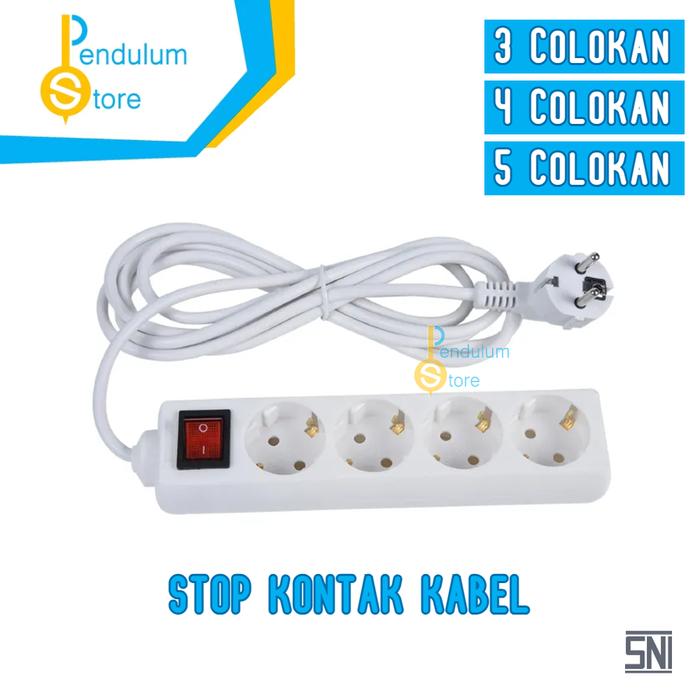 Gambar Stop Kontak Switch ON/OFF SNI dengan Kabel dan Colokan Listrik/ Steker - 3 Lubang Putih, 3 meter dari Pendulum Store undefined Tokopedia