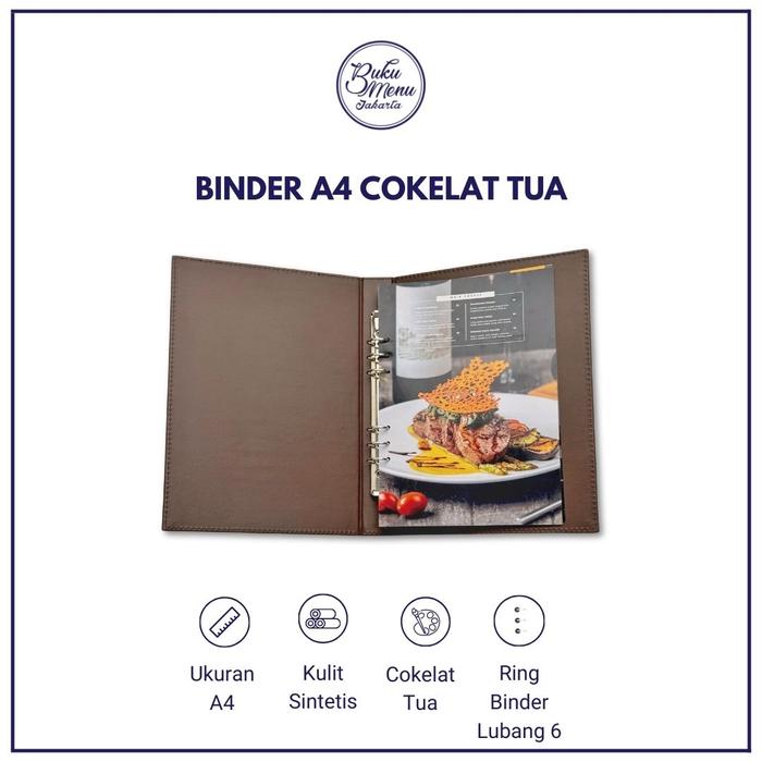 Gambar Buku Menu Jakarta - Buku Menu Kulit Ring Binder 6 lubang (TANPA PLASTIK) A4 Hitam, Coklat Muda, Coklat Tua - Cafe, Coffee Shop, Restoran, Hotel - Coklat Tua dari Buku Menu Jakarta undefined Tokopedia