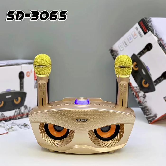 Gambar Mic Speaker Karaoke 2 Mic Portable Wireless Bluetooth  SDRD SD-306 - SD 306 GOLD dari BXMStore undefined Tokopedia