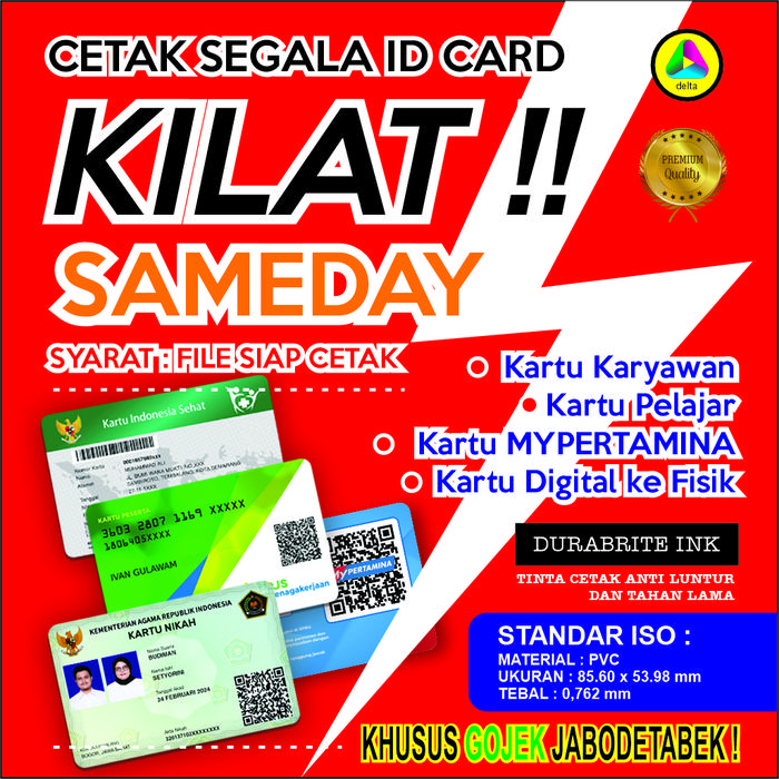 Gambar id card custom / kartu pelajar / kartu member / satuan INSTAN KILAT dari Delta Kartu undefined Tokopedia