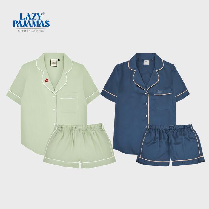 Gambar Bundle of Play-Jamas & Tencel Silk Pajamas - Sage G + Prusse, M dari Lazy Pajamas undefined Tokopedia