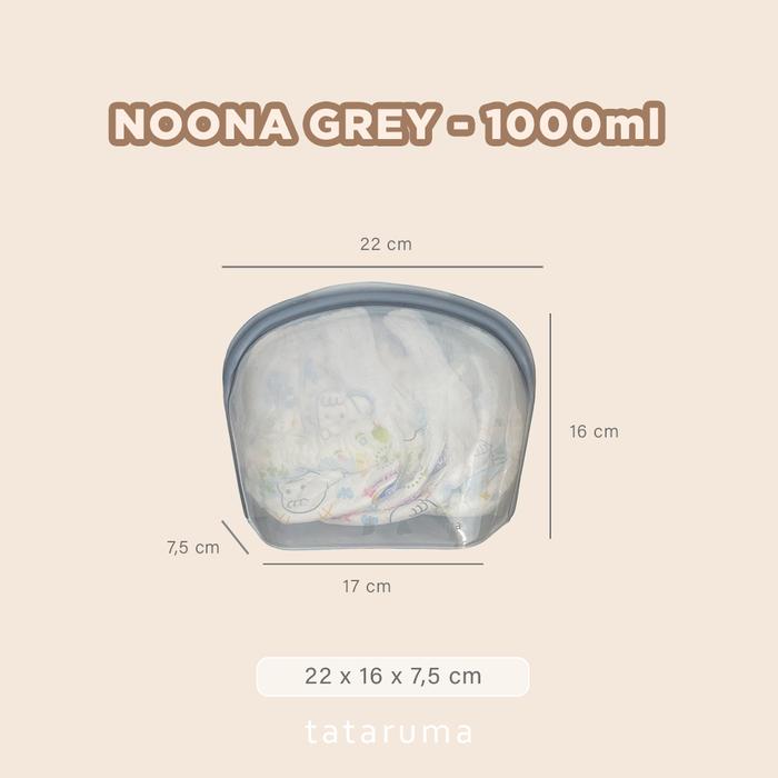 Gambar NOONA - Premium Reusable Silicone Pouch Foodgrade Tahan Panas Dingin - 1000gr GREY dari tataruma.co undefined Tokopedia