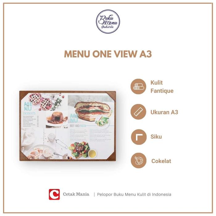 Gambar Buku Menu Jakarta - Buku Menu Kulit Premium Cafe Series One View dan Side By Side (1 sisi dan 2 sisi) A3, A4, A5 - Cafe, Coffee Shop, Restoran, Hotel - One View A3 dari Buku Menu Jakarta undefined Tokopedia