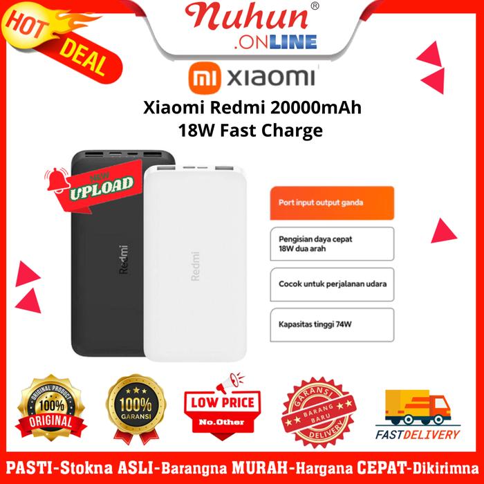 Xiaomi Redmi 20000mah 18w Fast Charge Power Bank Dual Output Input  Pengisian Cepat 18w