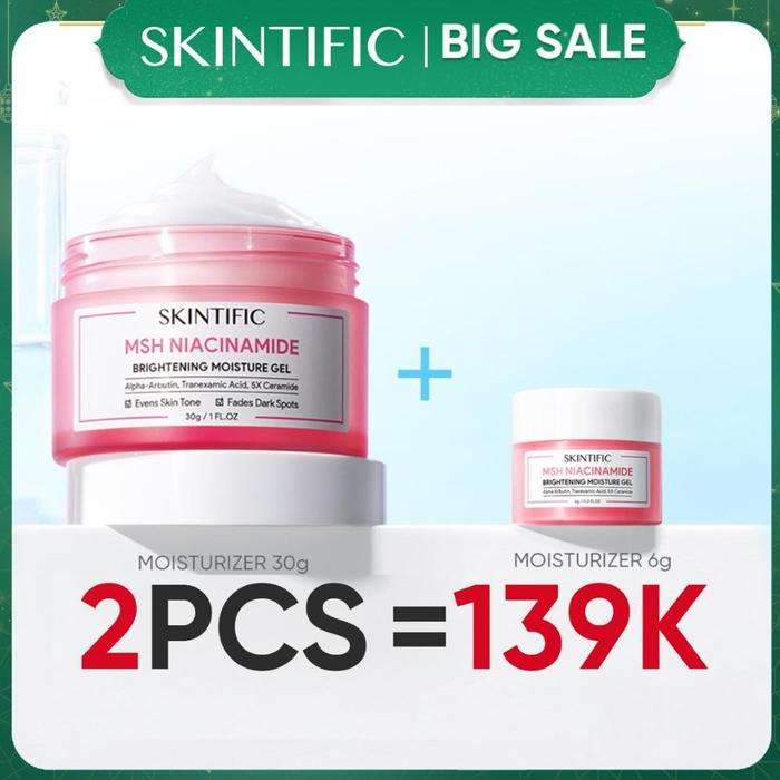 Gambar MSH Niacinamide Brightening Moisture Gel 30g Niacinamide Moisturizer Krim Wajah Cream Malam Face Cream Pelembab Wajah Skintific Moisturizer Niacinamide Brightening Cream Ori Skintific - 30+6g dari Sasmith Project undefined Tokopedia