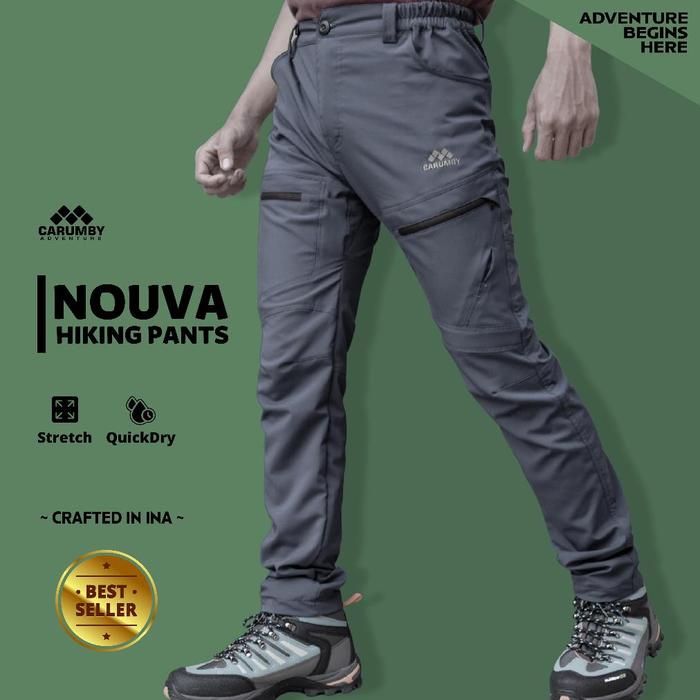 Gambar Celana Gunung Pria Wanita Outdoor Slimfit Stretch Quickdry Carumby Nouva Hiking Pants - Abu, XL dari Gosop store undefined Tokopedia