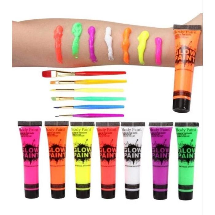 Gambar New produk!! 6 Pcs Face Painting Make Up Wajah Rainbow Art Kids Waterbased / Cat Lukis Badan Wajah Face Painting Glow in the dark UV Paint Color Facial Painting For Children Kids - 25ml Hijau dari CV DRIFT FLUX undefined Tokopedia