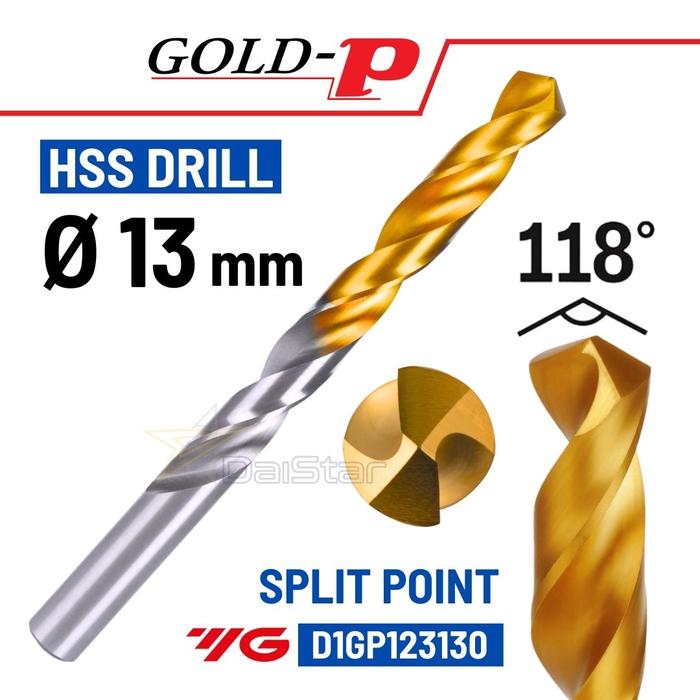 Gambar Mata Bor 13 mm HSS Gold P Split Point YG-1 Mata Bor Besi Baja Stainless 13mm YG1 dari Gold-P Drill undefined Tokopedia
