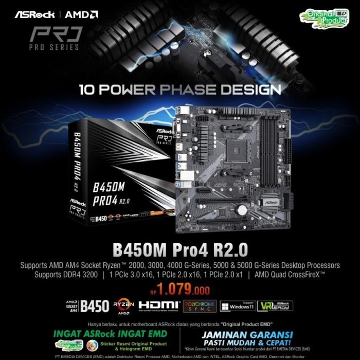 Motherboard Asrock B450m Pro4 R20 Socket Am4