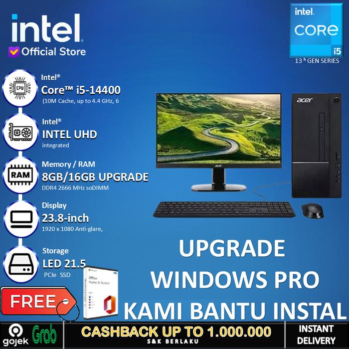 Gambar ACER PC DESKTOP TC 1775 CORE I5-14400 8GB 512GB W11+OHS FREE MONITOR LED 21.5 - Windows 11 home dari INTEL STORE ID undefined Tokopedia
