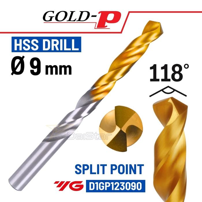 Gambar Mata Bor 9 mm HSS Gold P Split Point YG-1 Mata Bor Besi Baja Stainless 9mm YG1 dari Gold-P Drill undefined Tokopedia