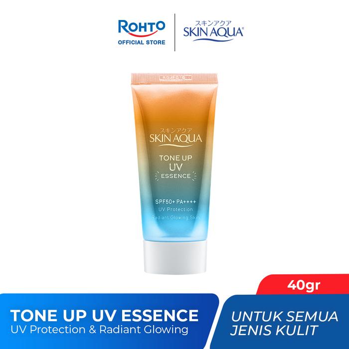 Gambar [NEW LAUNCH] Skin Aqua Tone Up UV Sunscreen Essence SPF 50+ PA++++ (Latte Beige) - 40 gr (Serves as a sunscreen as well as a make up base) dari Rohto Indonesia undefined Tokopedia