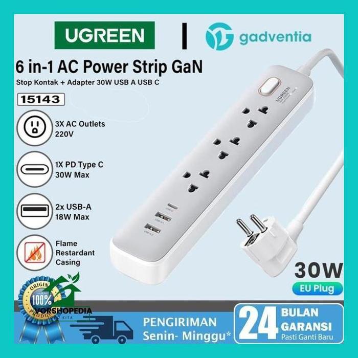 Gambar Stop Kontak UGREEN Mi Smart Powerstrip Colokan 3 Port + USB C 30W Fast - UGREEN 30W dari Vorshopedia undefined Tokopedia