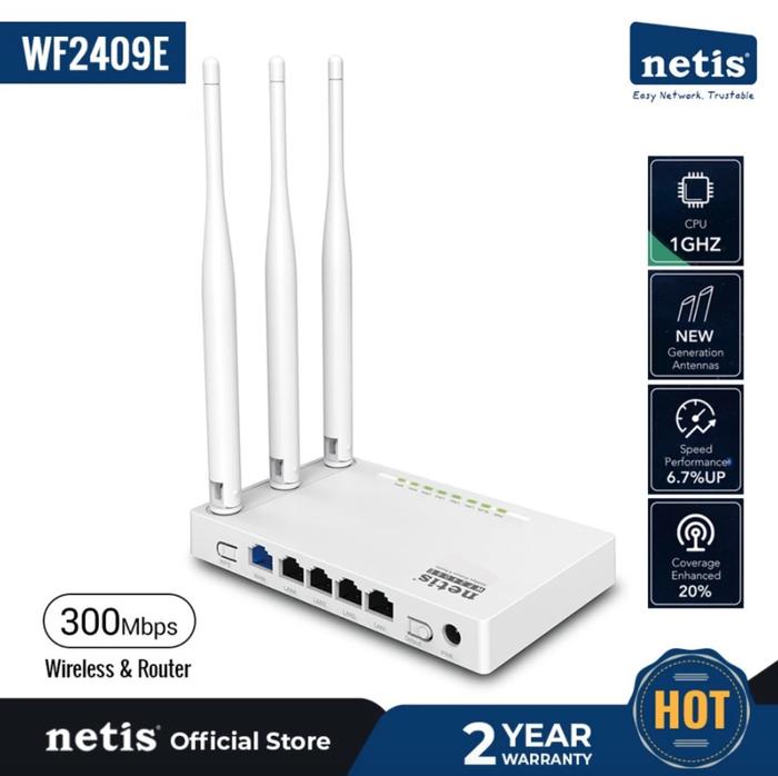 Gambar Netis WF2409E Wireless Router 3 Antena 5dbi MIMO  300Mbps Multi SSID 1 WAN 4 Lan Port dari toko.star undefined Tokopedia