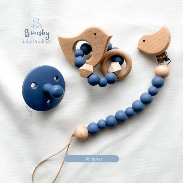 Gambar Buns New born baby mini gift set free box wish card tali rami - navy bird 3 in1 dari Bunsbaby undefined Tokopedia