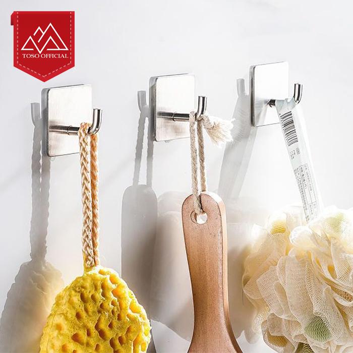 Gambar Gantungan Baju Gantungan Dinding Dapur Kamar Mandi Adhesive Wall Hook Hanger Stainless Steel - SILVER dari Toso Mart Kota Administrasi Jakarta Pusat Tokopedia