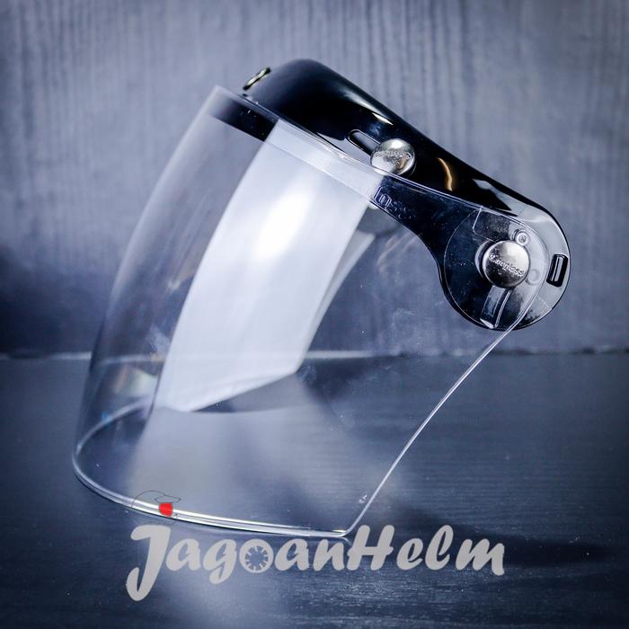 Gambar KACA HELM RETRO | VISOR PET CF RETRO | VISOR BOGO LURUS ORIGINAL CARGLOSS - CLEAR BLACK dari JAGOAN HELM undefined Tokopedia