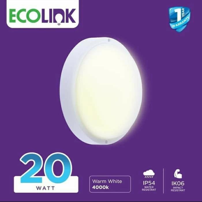 Gambar ECOLINK BULKHEAD LED 20W 20 WATT BH007 SNI - PUTIH CDL 6500K dari M QUEEN undefined Tokopedia