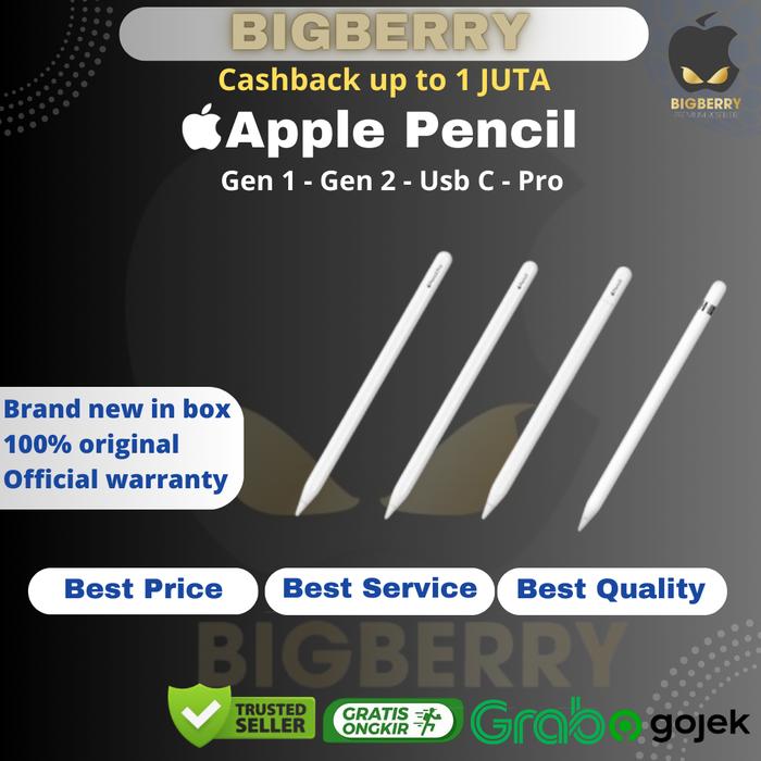 Gambar Apple Pencil 1 & 2 USB-C for iPad 9 10 / Pro M1 3 4 5 / Air 5 / Mini 6 - GEN 1 dari Bigberry Cellular undefined Tokopedia