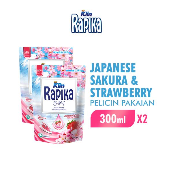 Gambar Rapika Pelicin dan Pewangi Pakaian Sakura Strawberry 300 ml x 2 pcs dari Wings Indonesia undefined Tokopedia