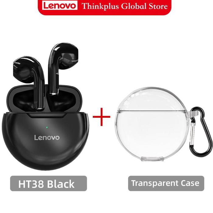 Gambar LENOVO THINKPLUS HT38 TWS BLUETOOTH EARPHONE WIRELESS HEADSET NOICE REDUCTION WHIT MIC EARBUDS - HT38 Black+Case dari Uum Derripasimaz undefined Tokopedia