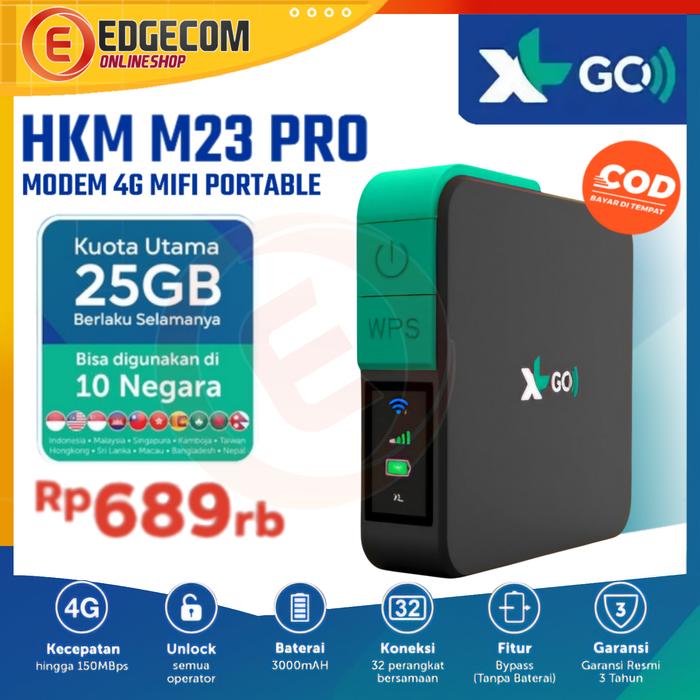 Gambar XL GO MiFi HKM M23 Pro Modem WiFi 4G LTE Free Data 25GB XLGO 3000mAh Unlock Bypass dari Edgecom undefined Tokopedia