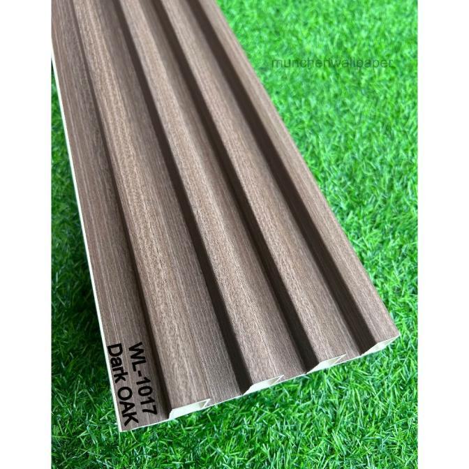 Gambar Wood Panel WPC / Wall Panel PVC / Kisi Kisi Kayu / Dinding Motif Kayu 3D WALLPANEL PVC kayu - WL-1017Dark OaK dari Splash Mall undefined Tokopedia