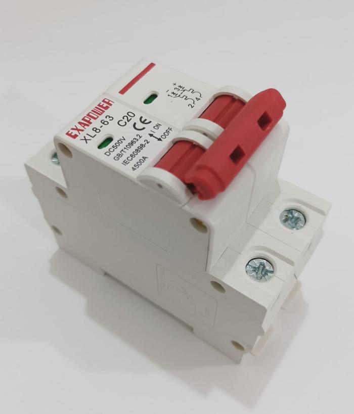 Gambar MCB DC 2P 10A 16A 20A 32A 40A 50A 63A 500V Circuit Breaker DC PV AKI - 2P 20A dari PV Jakarta 88 undefined Tokopedia