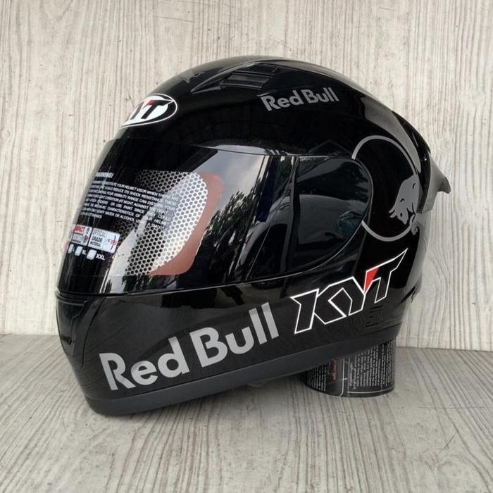 Gambar HELM KYT R10 SOLID BLACK REDBULL SILVER PAKET GANTENG | HELM FULL FACE KYT R10 - BK GLOSS STD, M dari Kalumotor undefined Tokopedia