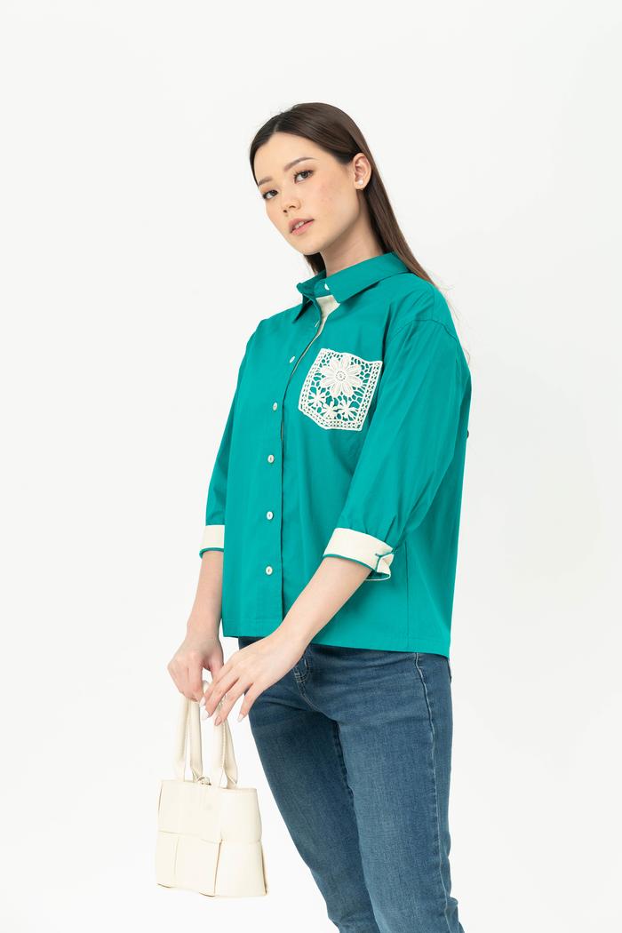 Gambar *Ready Stok* ELLAMOSS - Kemeja Katun 7466 (ZE) - Tosca, M dari Sisters Fashion Group undefined Tokopedia