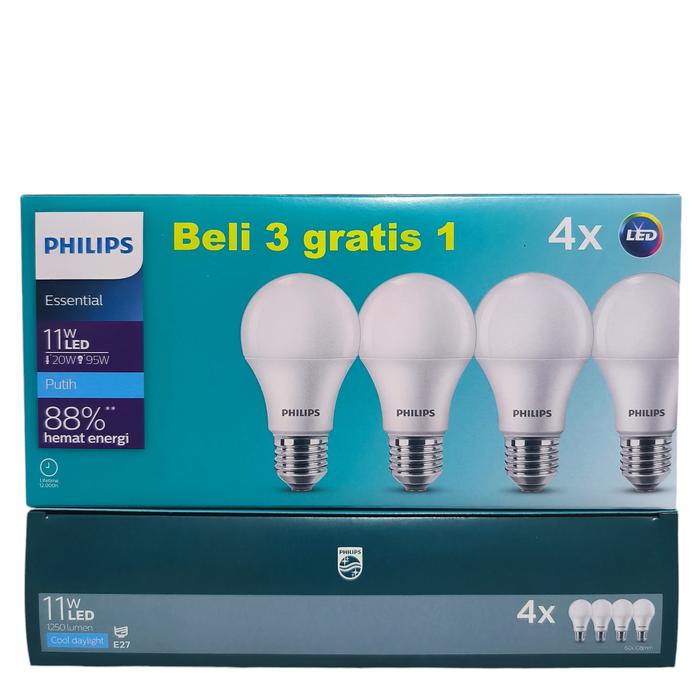 Gambar PAKET ISI 4PCS PHILIPS LAMPU BOHLAM LED 5W 7W 9W 11 WATT MULTIPACK - 11 WATT PUTIH dari CARINA LISTRIK GUDANG LAMPU undefined Tokopedia
