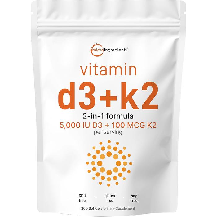 Gambar D3K2 Vitamin D3 10000 IU + K2 200 mcg + Coconut Oil Micro Ingredients 300 Softgels 1000% ORIGINAL USA Box SEGEL - D3K2 5000 IU dari VITAMINORGANIK undefined Tokopedia