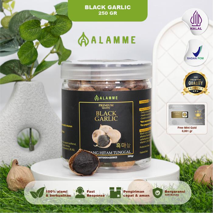 Gambar Black Garlic Bawang Hitam Tunggal Lanang Jumbo Premium Alamme 250 Gram - Black Garlic dari alamme herbal Kota Bandung Tokopedia