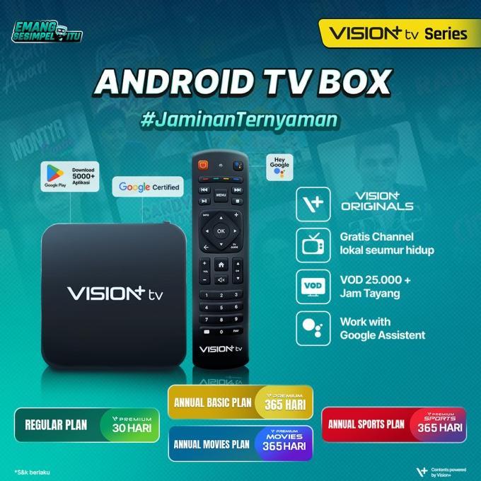 Gambar ANDROID TV BOX VISION+ TV SERIES - ANNUAL MOVIES PLAN GRATIS 365 HARI V+ PREMIUM MOVIES - Genric, Regular Plan 1 dari Moorenza undefined Tokopedia