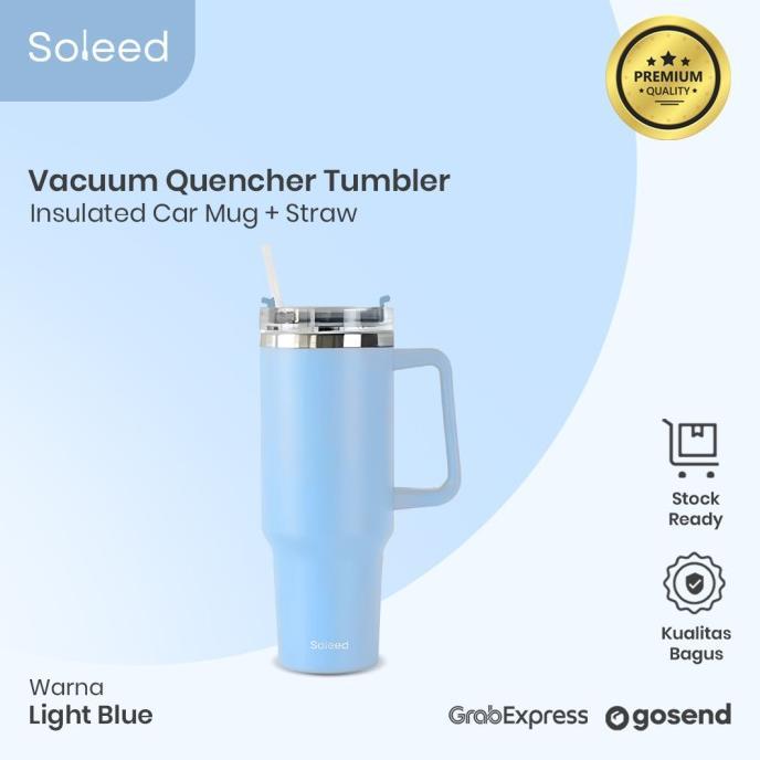 Gambar SOLEED TUMBLER QUENCHER VACUUM INSULATED CAR MUG + STRAW 1200ML YQ-A13 - Biru dari Muhun Shop undefined Tokopedia