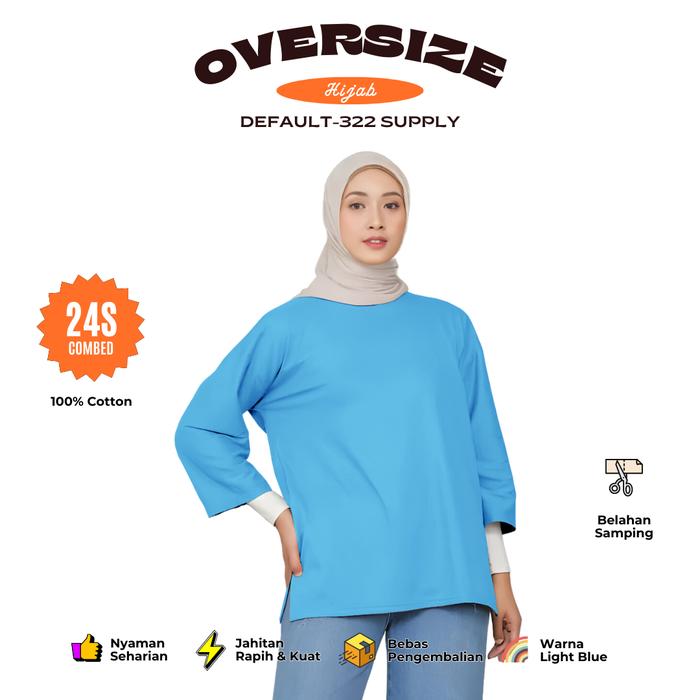 Gambar Baju Kaos Polos Oversize Hijab Abu Wanita Tangan 3/4 Combed 24s M-XXL - Biru Muda, XXL dari DEFAULT-322 undefined Tokopedia